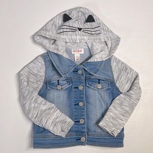Cat & Jack, Girls Denim Cat Hoodie, Size 2T